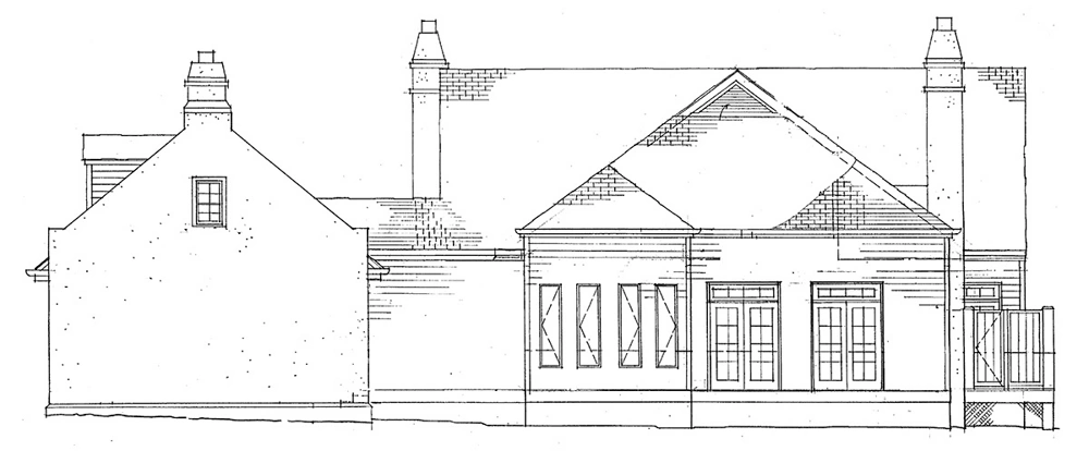 Louisiana Garden Cottage Rear Elevation