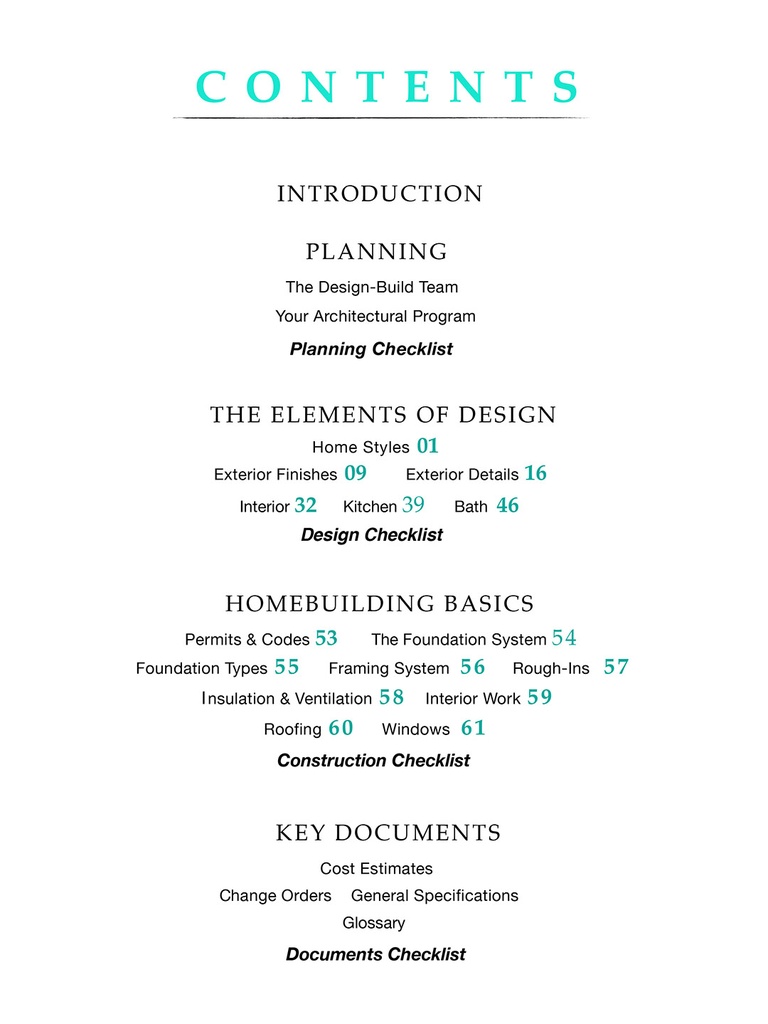 Creating the New Southern Home - Contents